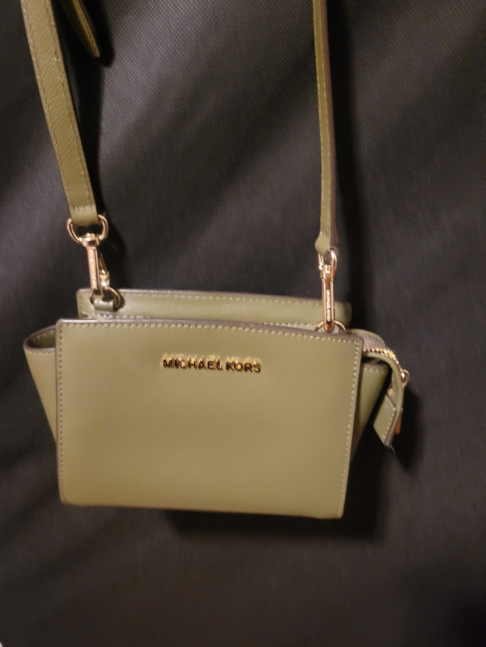 Michael Kors Olive Green Leather Crossbody Bag